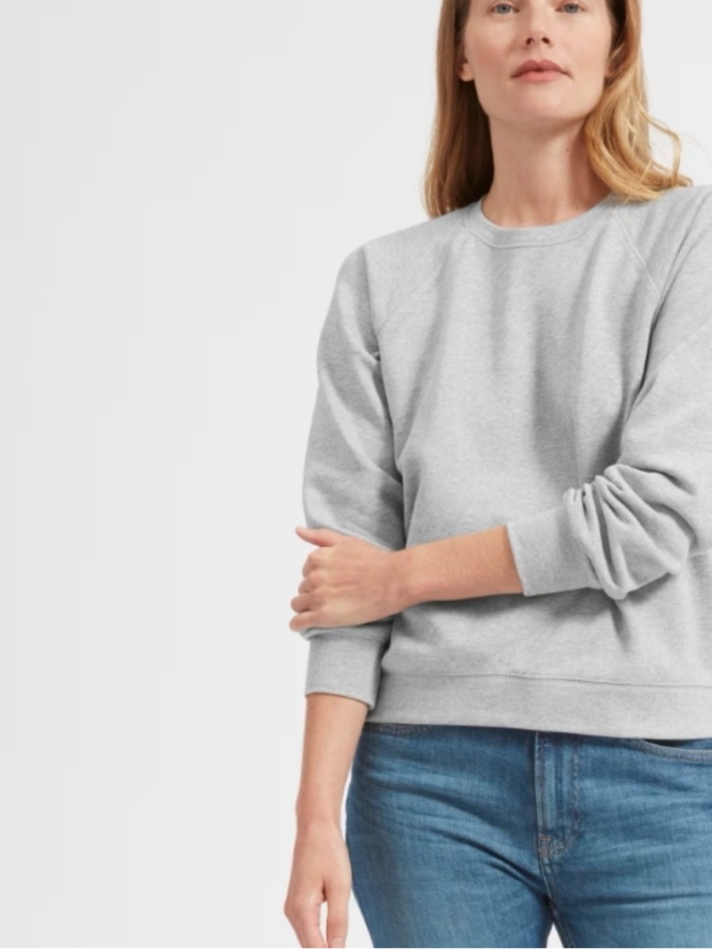 EVERLANE WOMENS THE SLIM CLASSIC FRENCH TERRY CREW SWEATSHIRT SIZE S